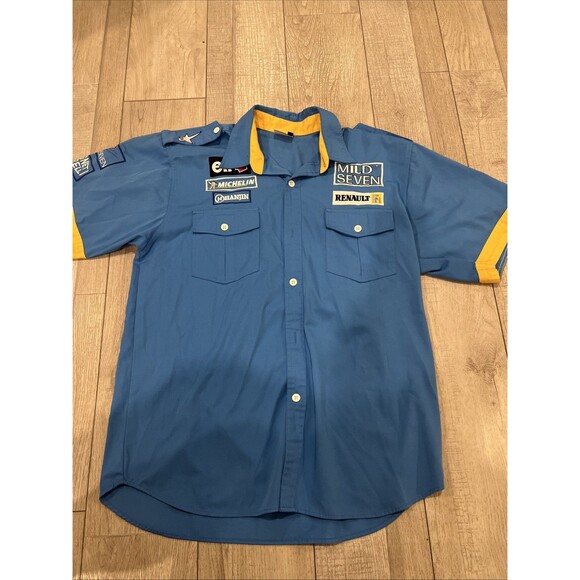 Vtg RARE Renault Mild Seven F1 Racing Button Down Shirt XL Blue Authentic - Picture 1 of 11